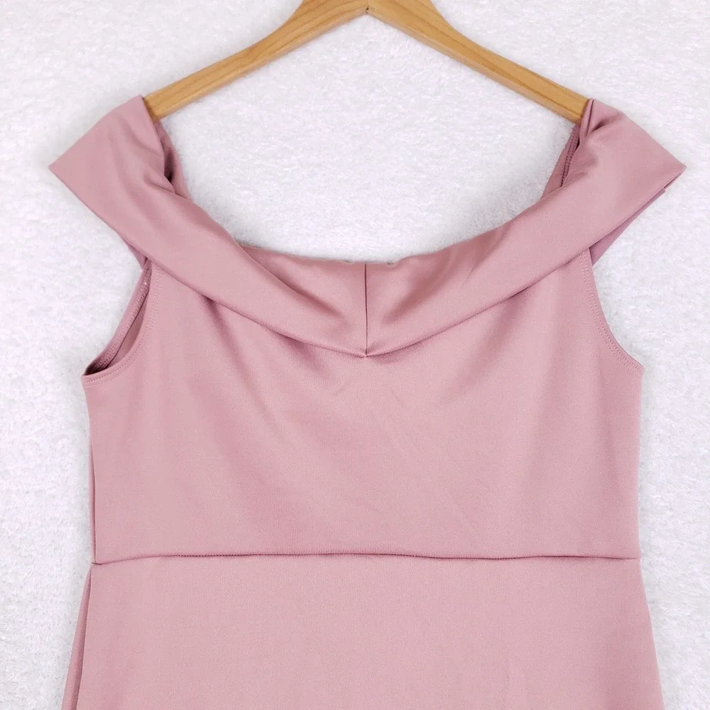 Charlotte Russe‎ Bodycon Dress Womens 1X Off Shoulder Cowl Neck Pink Clubwear